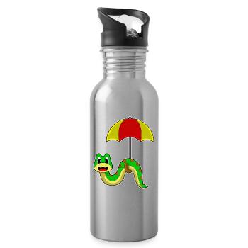 Parapluie serpent - Gourde avec paille intégrée - argent clair - Droite