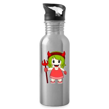 Girls Halloween Devil Trident - Water bottle with straw - silver - Right