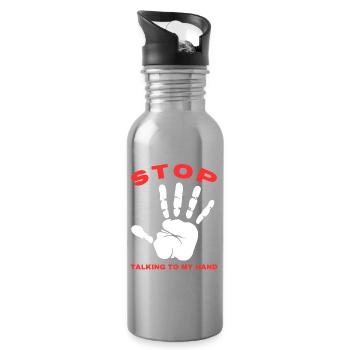 Stop Parle à ma main- Design de main drôle - Gourde avec paille intégrée - argent clair - Droite