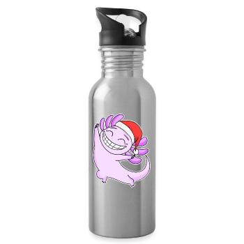 Axolotl Christmas - Water bottle with straw - silver - Right