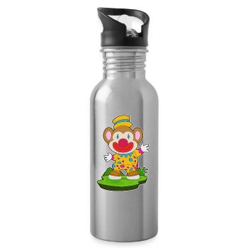 Clown singe - Gourde avec paille intégrée - argent clair - Droite