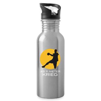 Handball Ab 9 Meter Krieg Handballer Geschenk - Trinkflasche mit integriertem Trinkhalm - Lightsilver - Rechts