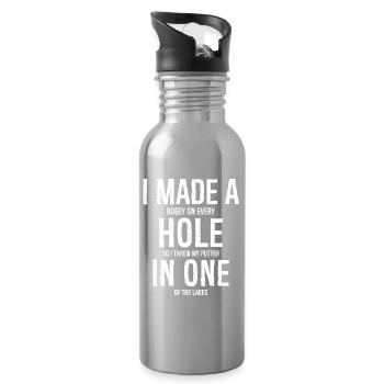 Ich habe ein Hole-in-One-Golfhemd gemacht - Trinkflasche mit integriertem Trinkhalm - Lightsilver - Rechts