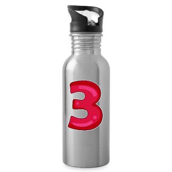 3 - Drei - Trinkflasche mit integriertem Trinkhalm - Lightsilver - Rechts