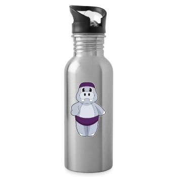 Été du bonnet de baignade hippopotame - Gourde avec paille intégrée - argent clair - Droite