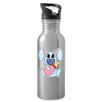 Motif de bébé lapin - Gourde avec paille intégrée - argent clair - Droite