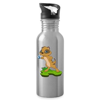 Meerkat Handball Player Handball - Water bottle with straw - silver - Right