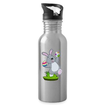 Oeufs de Pâques de Pâques lapin - Gourde avec paille intégrée - argent clair - Droite