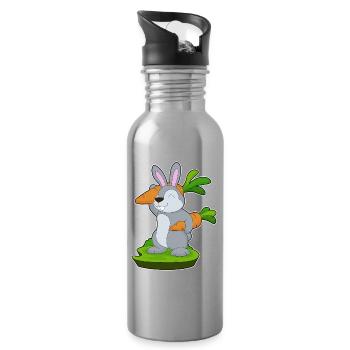 Carottes lapin - Gourde avec paille intégrée - argent clair - Droite