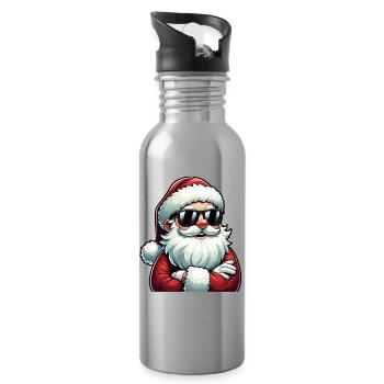 Santa Chill with sunglasses - Water bottle with straw - silver - Right