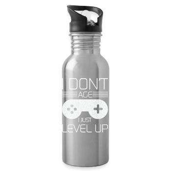 Ich altere nicht, ich levele nur Gaming-Shirt auf - Trinkflasche mit integriertem Trinkhalm - Lightsilver - Rechts
