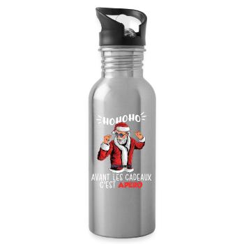 Pull Moche De Noël Humour Père Noel Apéro Famille - Gourde avec paille intégrée - argent clair - Droite