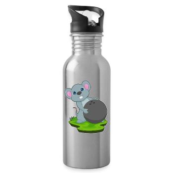 Souris Bowling Bowling Ball Sport - Gourde avec paille intégrée - argent clair - Droite