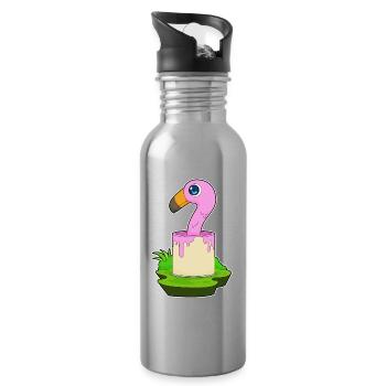 Flamingo Painter Paint Seau de peinture - Gourde avec paille intégrée - argent clair - Droite