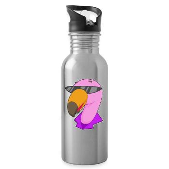 Flamingo Sunglasses - Water bottle with straw - silver - Right