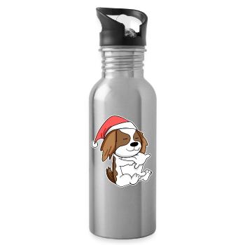 Cavalier King Charles Spaniel chien Animal - Gourde avec paille intégrée - argent clair - Droite