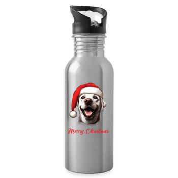 Merry Christmas - Labbi Labrador Weihnachten - Trinkflasche mit integriertem Trinkhalm - Lightsilver - Rechts