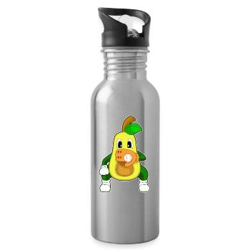 Avocado Baseball Baseball Glove Sports - Water bottle with straw - silver - Right