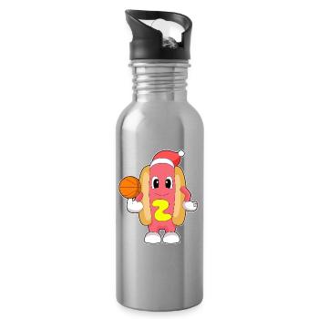 Hotdog Christmas Basketball - Water bottle with straw - silver - Right