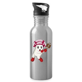 Mushroom American Football Sports - Water bottle with straw - silver - Right
