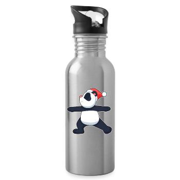Yoga de Noël Panda - Gourde avec paille intégrée - argent clair - Droite