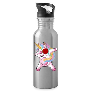Licorne Licorne avec raquette de tennis de table pour - Gourde avec paille intégrée - argent clair - Droite