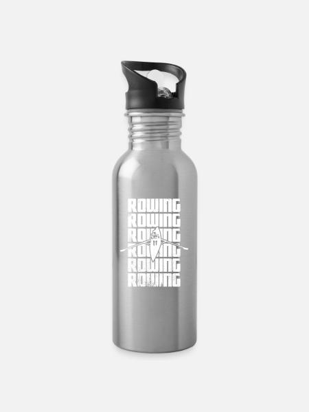 Lustiges Rudern - Trinkflasche mit integriertem Trinkhalm - Lightsilver