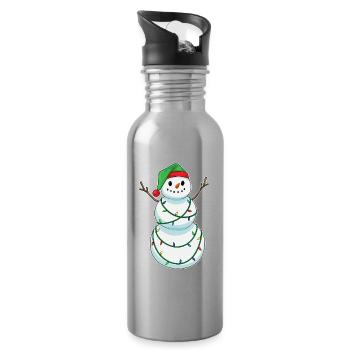 Bonhomme de neige Noël guirlandes lumineuses - Gourde avec paille intégrée - argent clair - Droite