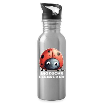 Modschegiebchen Marienkäfer Sächsisch Geschenk - Trinkflasche mit integriertem Trinkhalm - Lightsilver - Rechts