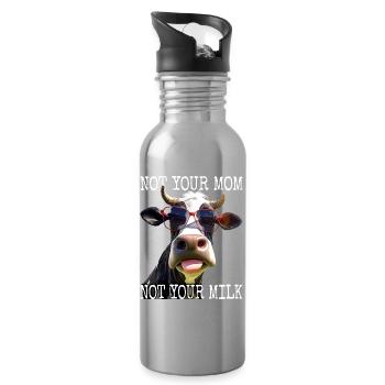 Not Your Mom Not Your Milk Vegan Veggie Vegetarier - Trinkflasche mit integriertem Trinkhalm - Lightsilver - Rechts