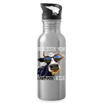Not Your Mom Not Your Milk Vegan Veggie Vegetarier - Trinkflasche mit integriertem Trinkhalm - Lightsilver - Rechts