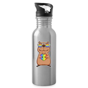Capybara Capybara Rainbow - Water bottle with straw - silver - Right