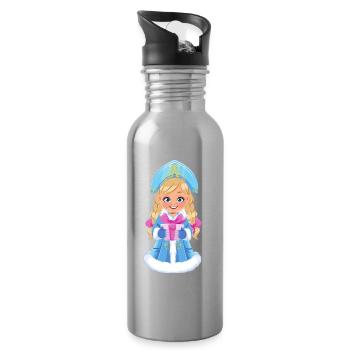 Ded Moroz Snegurotschka russischer Weihnachtsmann - Trinkflasche mit integriertem Trinkhalm - Lightsilver - Rechts