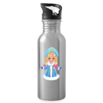Ded Moroz Snegurotschka russischer Weihnachtsmann - Trinkflasche mit integriertem Trinkhalm - Lightsilver - Rechts