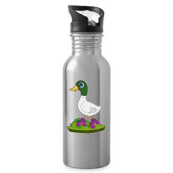 Ente Rollschuhfahren Rollschuhe - Trinkflasche mit integriertem Trinkhalm - Lightsilver - Rechts