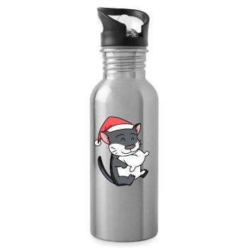 Katze Niedlich Norwegische Waldkatze - Trinkflasche mit integriertem Trinkhalm - Lightsilver - Rechts