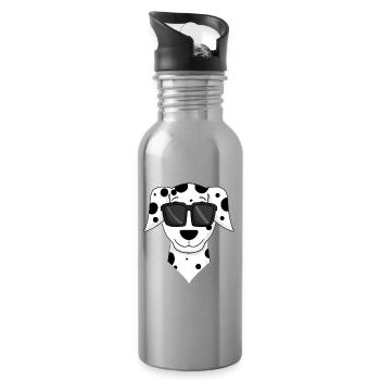 Dalmatian dog with glasses - cool dog - Water bottle with straw - silver - Right
