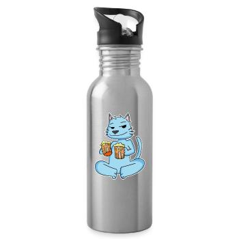Chat à la bière - Gourde avec paille intégrée - argent clair - Droite