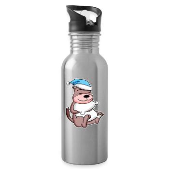 Weasel with pillow and sleepy cap - Water bottle with straw - silver - Right
