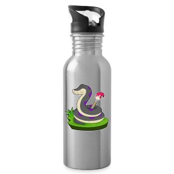Snake Painter Peinture au pinceau - Gourde avec paille intégrée - argent clair - Droite