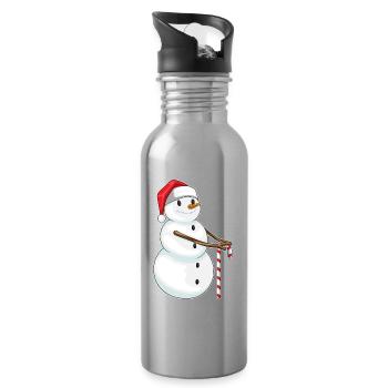 Bonhomme de neige Noël Candy Cane - Gourde avec paille intégrée - argent clair - Droite