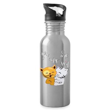 Cats, you are my Sun - Water bottle with straw - silver - Right