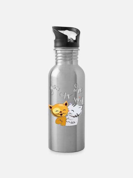 Katzen, you are my Sun - Trinkflasche mit integriertem Trinkhalm - Lightsilver