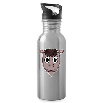 Horse Animal Head Animal Head - Water bottle with straw - silver - Right