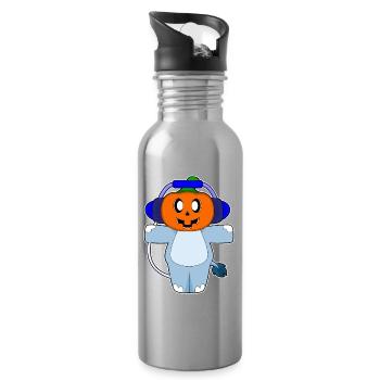 Nilpferd Halloween Musik - Trinkflasche mit integriertem Trinkhalm - Lightsilver - Rechts