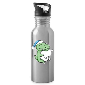 Crocodile with pillow and sleepy cap - Water bottle with straw - silver - Right