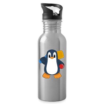 Pinguin Cricket Cricketschläger - Trinkflasche mit integriertem Trinkhalm - Lightsilver - Rechts