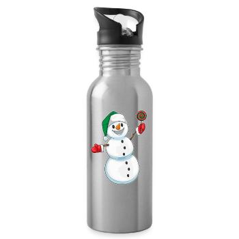 Snowman Christmas Lollipops - Water bottle with straw - silver - Right