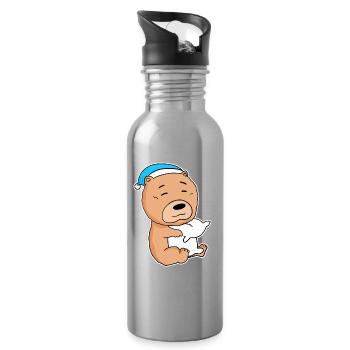 Chow Chow Sleeping Fatigue Dog Dog Breed - Water bottle with straw - silver - Right