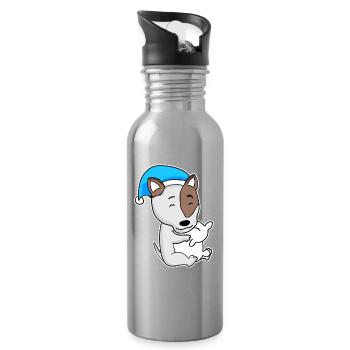Bull Terrier Sleeping Fatigue Dog Dog Breed - Water bottle with straw - silver - Right